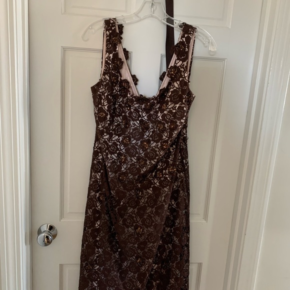 JS Boutique Brown Sequin Embellished Midi Dress - Picture 1 of 4